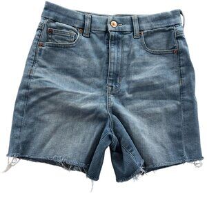 American Eagle Womens Jean Shorts Size 4 Curvy Super Hi-Rise Shortie Blue Denim
